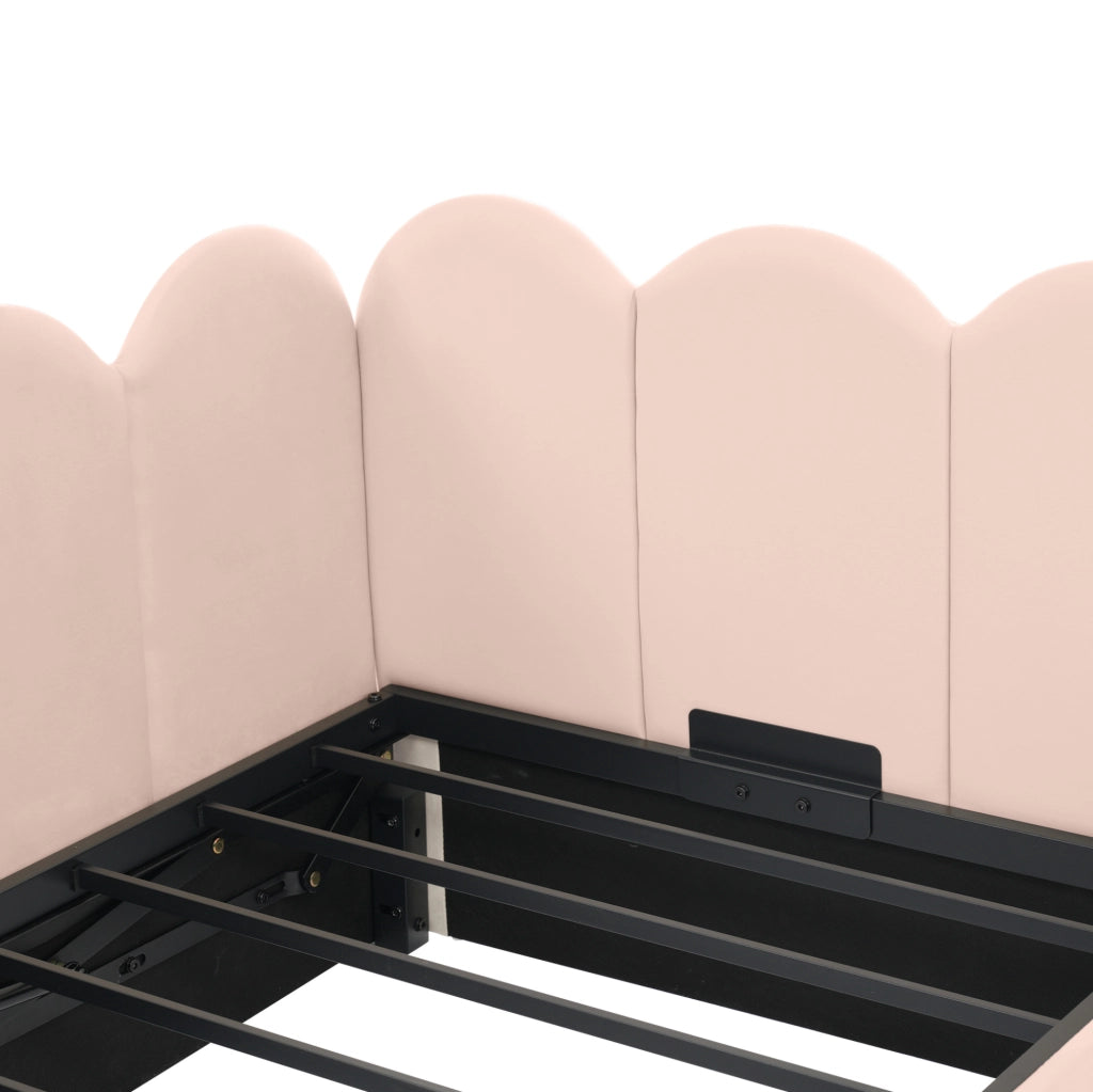 Letto da giorno 90x190 cm con contenitore idraulico in velluto rosa