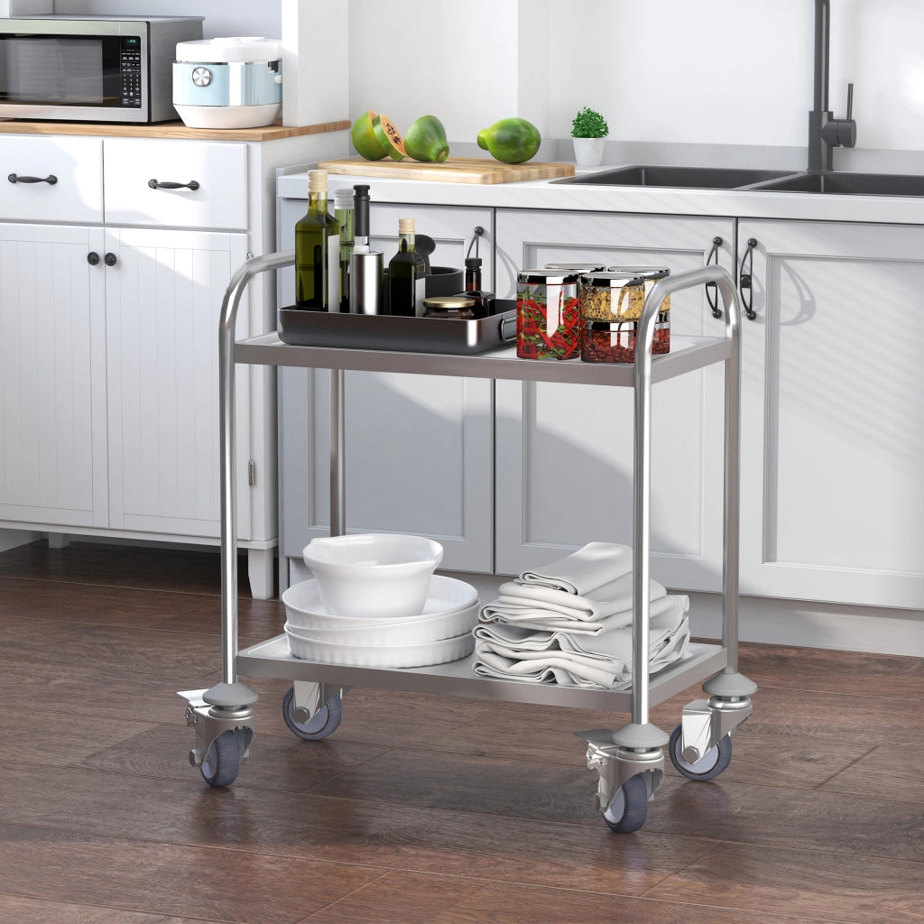 Carrello da Cucina in Acciaio Inossidabile ¨C Minimal ¨C 80x45x82 cm Argento