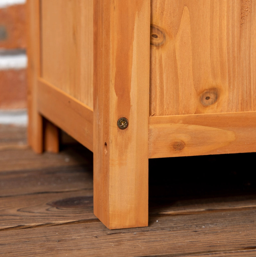 Fioriera angolare in legno di abete con grigliato integrato, 32x32x108 cm, colore marrone per giardino e balcone