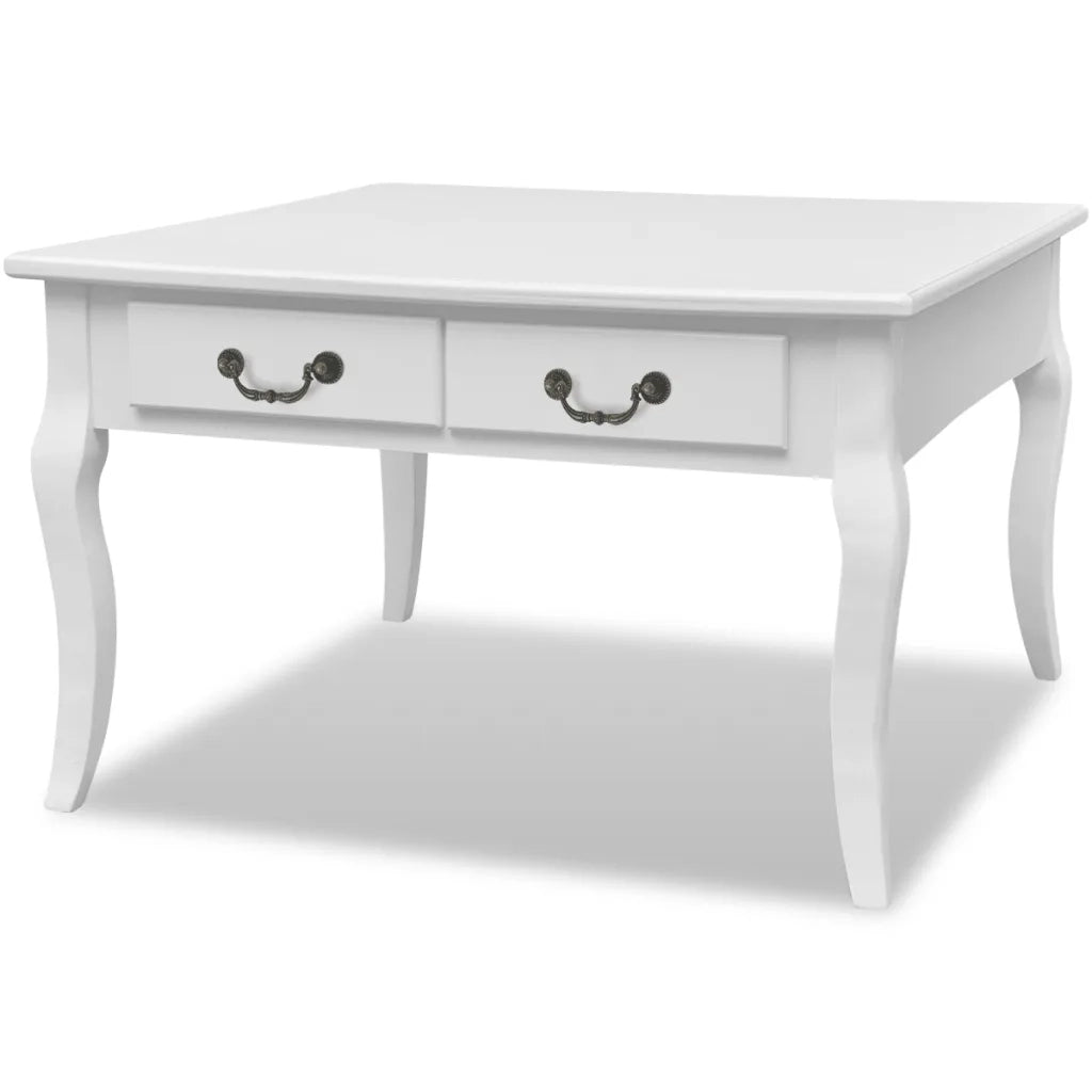 Tavolino da Salotto con 4 Cassetti Bianco 242436