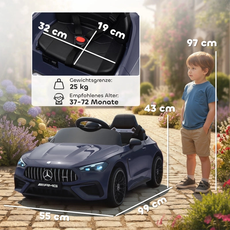 Macchina elettrica per bambini, design Mercedes, motore 12V, telecomando, luci a LED, musica, per bambini dai 3 ai 6 anni, colore grigio.