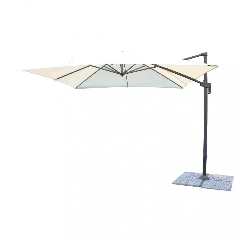 Ombrellone da Giardino Newton Decentrato 2x3 m in Alluminio Nero Telo Ecrù