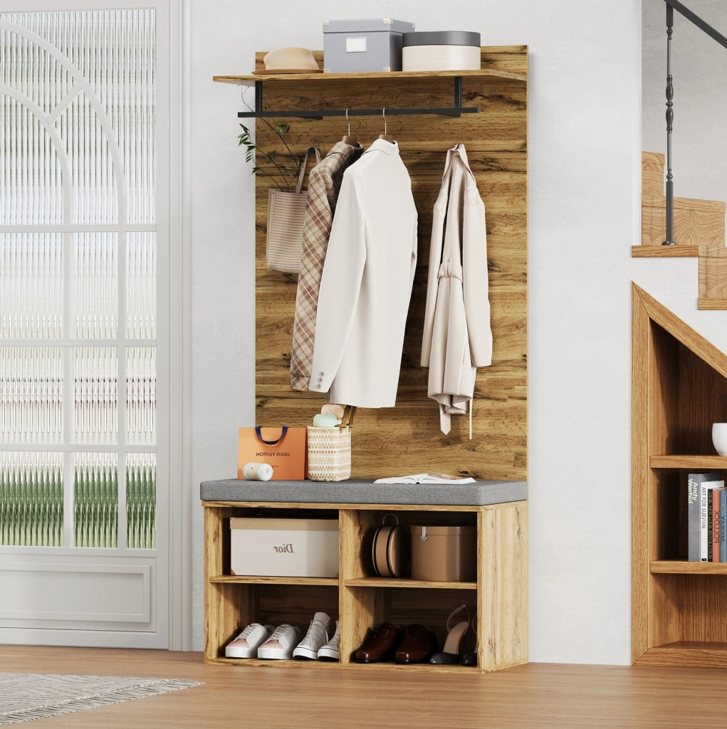 Set ingresso compatto con panca portascarpe e appendiabiti