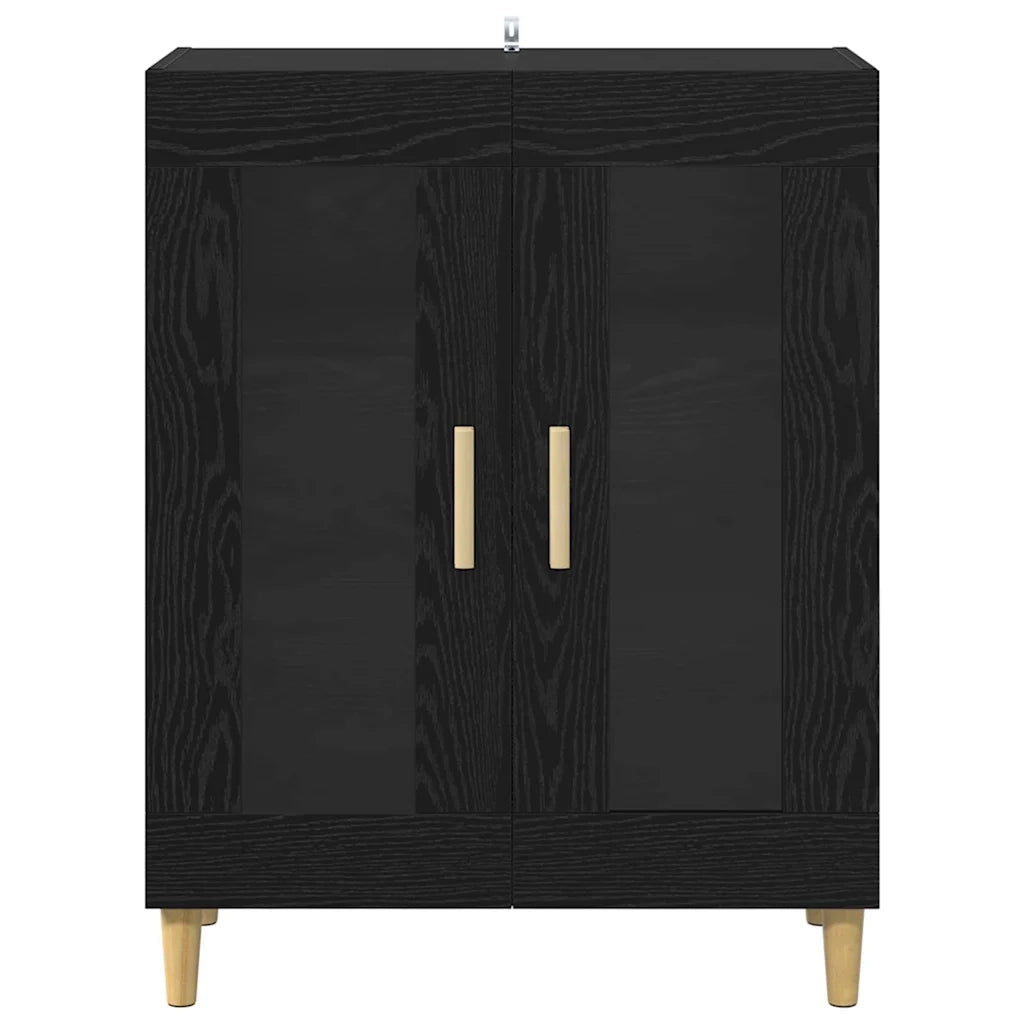 Credenza | Madia | Buffet da pranzo | Armadio da pranzo Rovere Nero 69,5 x 34 x 90 cm Legno multistrato