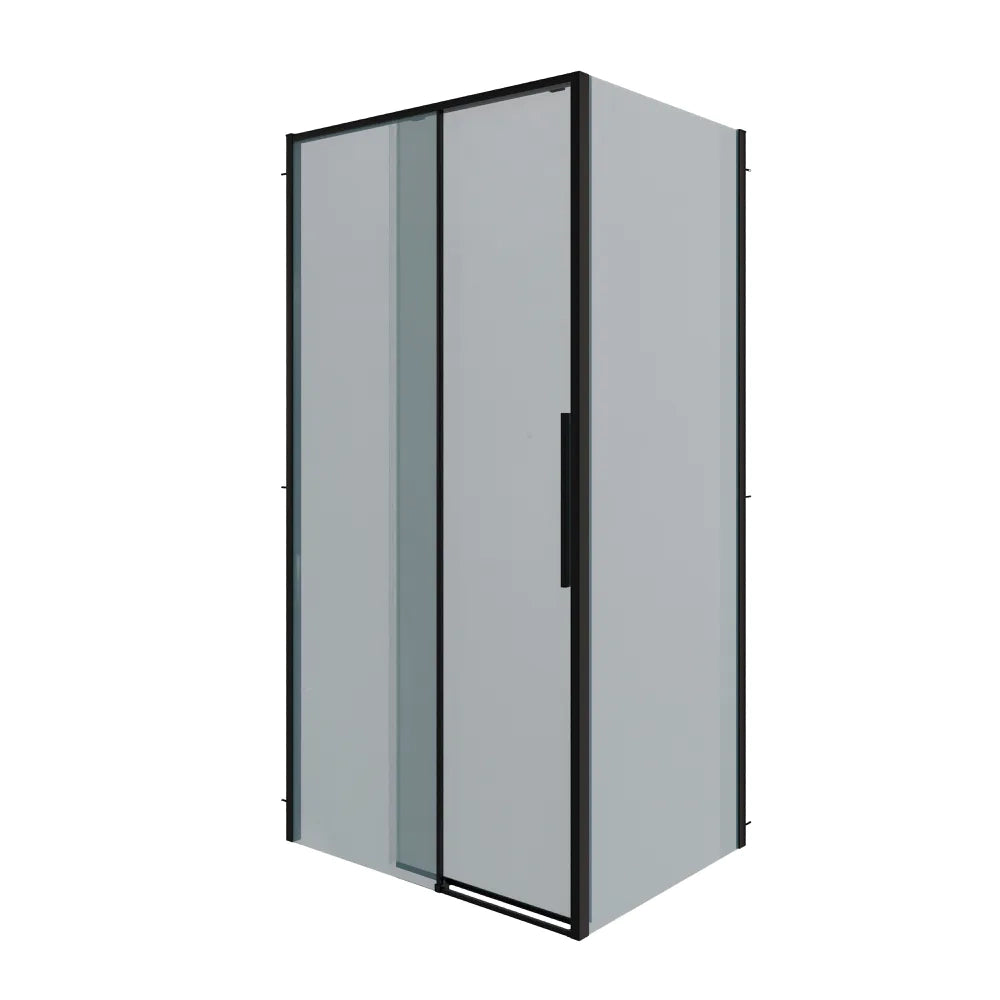 Box doccia angolare 120x70cm apertura scorrevole profili nero opaco vetro 6mm fumè anticalcare h195 | Canaria