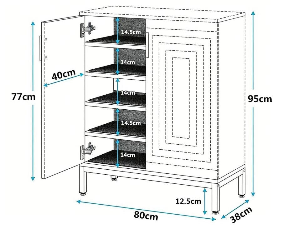 Mobile scarpiera 2 ante in MDF e metallo 80x38x95 cm