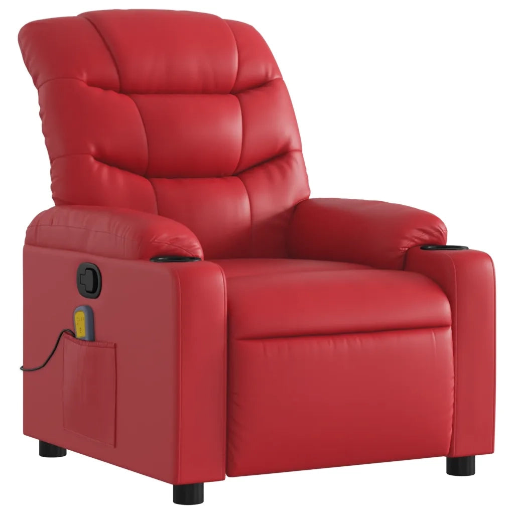 Poltrona Massaggiante Reclinabile Rossa in Similpelle 374145