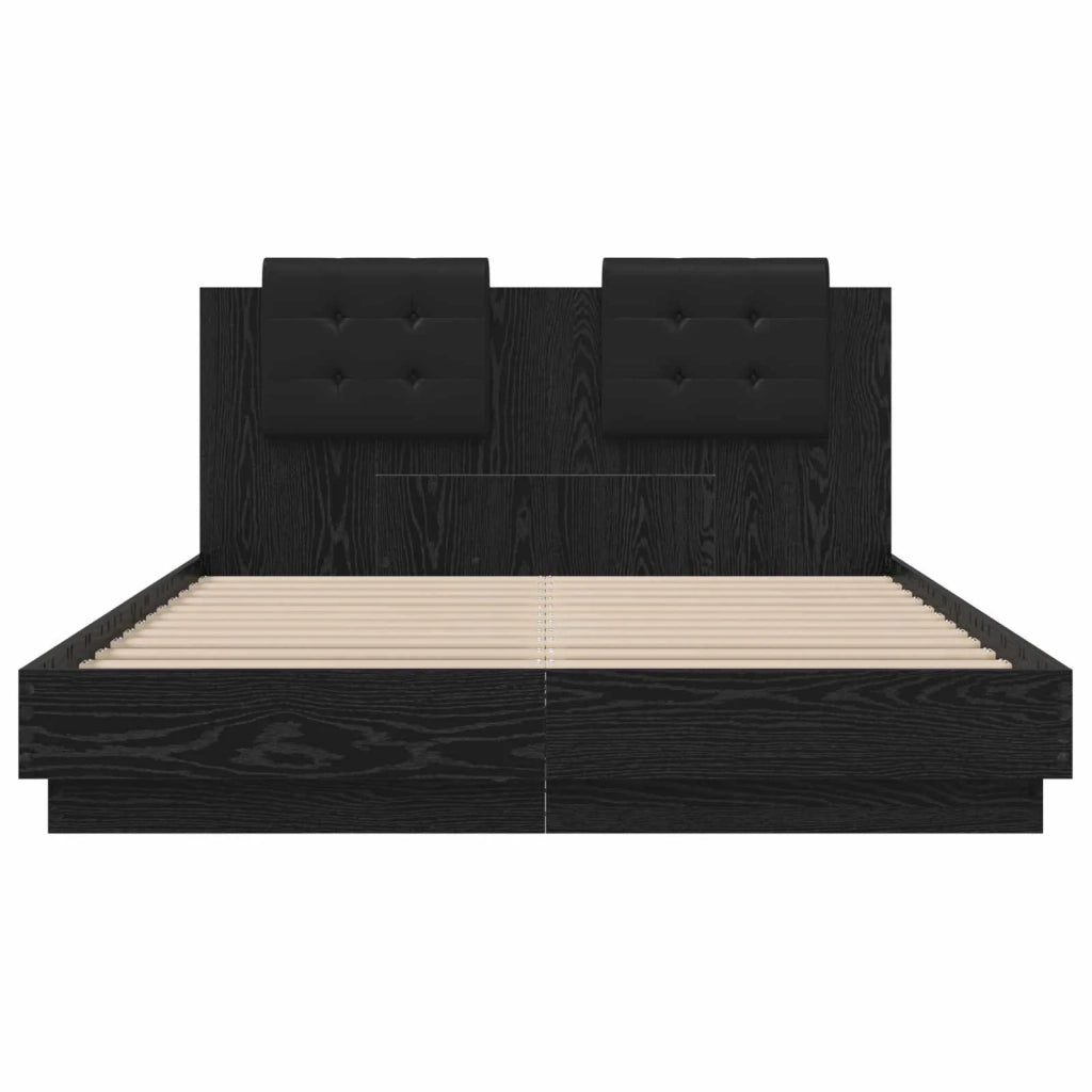 Letto matrimoniale | Letto per adulti | Struttura letto con testata Rovere Nero 150 x 200 cm