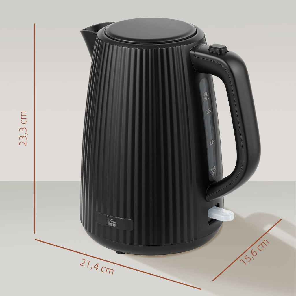 Bollitore elettrico 1,7 L 2200W nero a ebollizione rapida con filtro anticalcare rimovibile e spegnimento automatico per casa e cucina