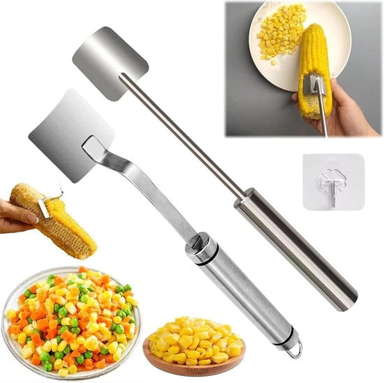 Maïssnijder e Struttore in Acciaio Inox 304 a 2 pezzi con Manico Ergonomico e Manubrio Lungo