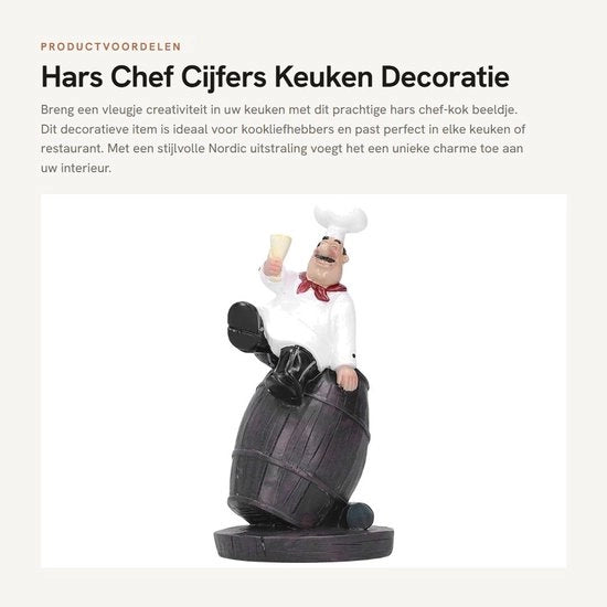 Statuetta del Cuoco - Decorazione Cucina - Statua di Casa - Dimensioni 18,4 x 8,8 x 7,4 cm