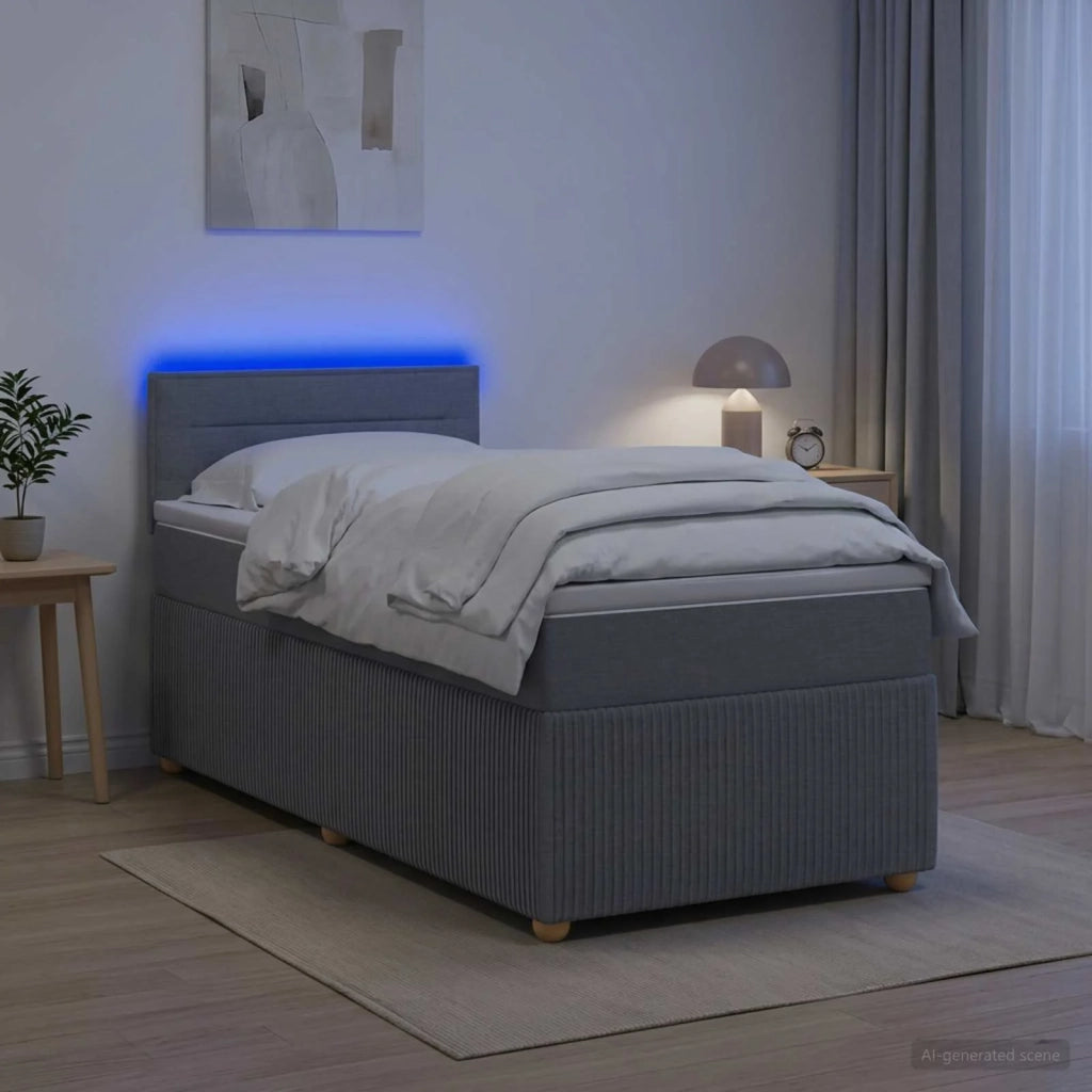 Letto box spring con materasso Grigio Chiaro 100 x 200 cm 3452855