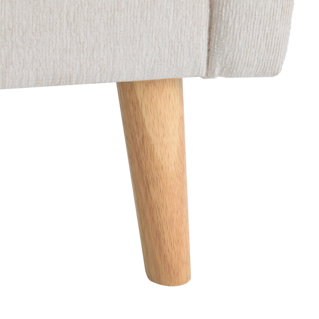 Divano 2 posti 162x74x77 cm con rivestimento in ciniglia beige e gambe in legno massello