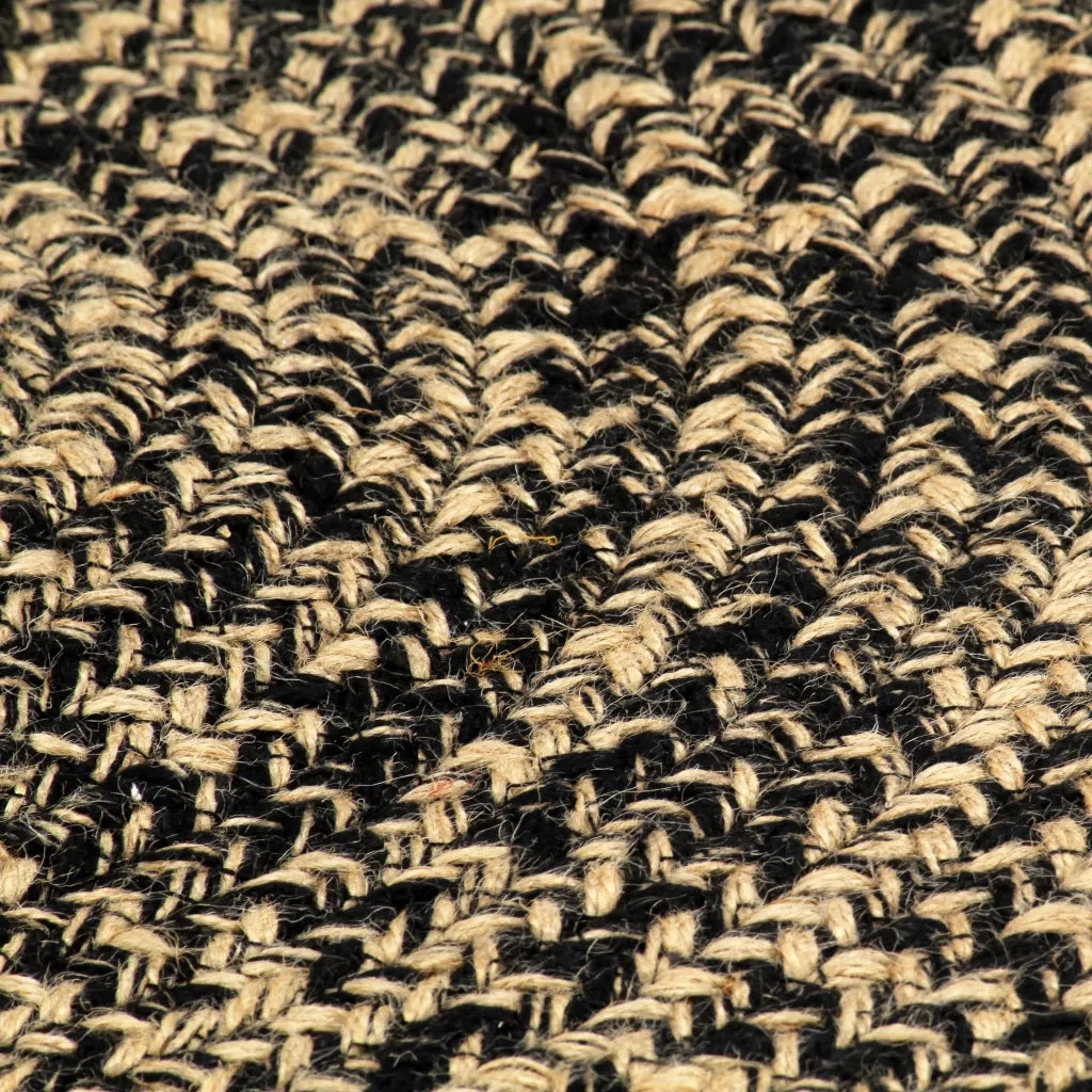 Tappeto Artigianale in Juta Nero e Naturale 150 cm 133727