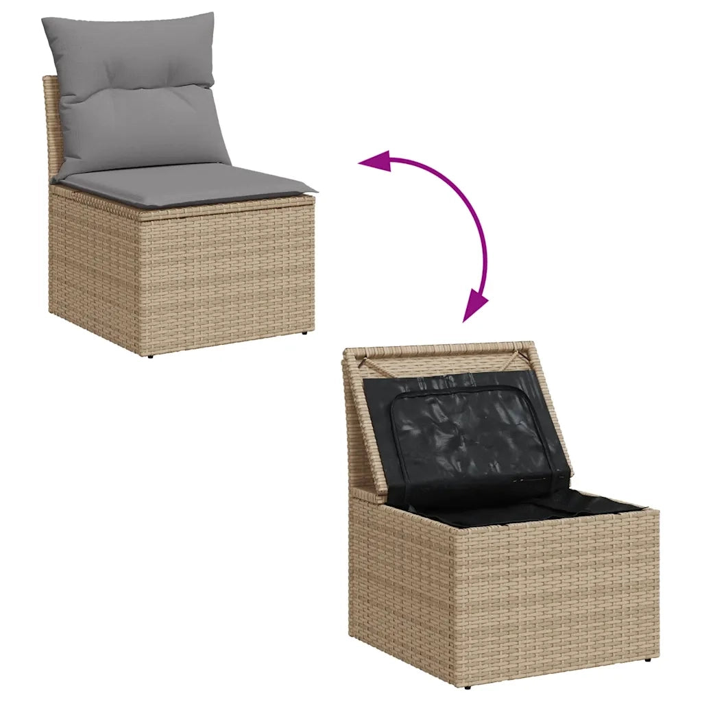 Set Divano da Giardino 6 pz con Cuscini Beige in Polyrattan 3325625