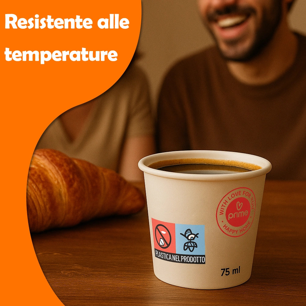 2000 Bicchierini da Caffè Monouso Capacità 75ml Tazzina in Carta Usa e Getta