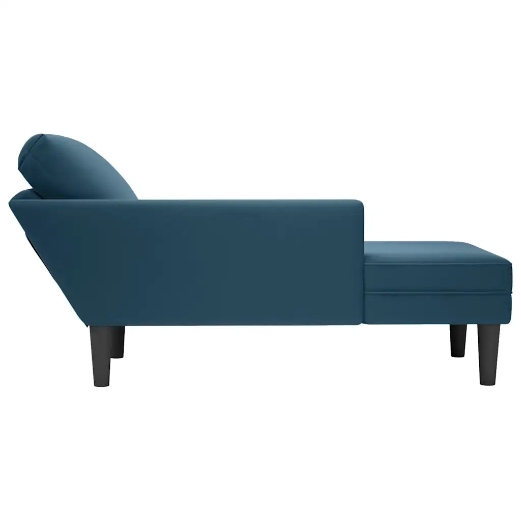 Sdraio con Cuscino e Bracciolo Destro in Velluto Blu 4009806