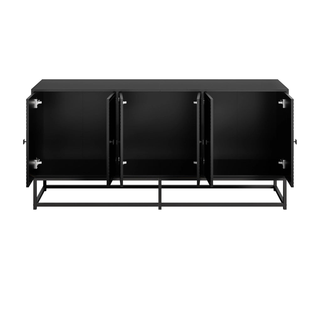 Credenza nera opaca mobile contenitore 3 ante doppie，mobile soggiorno moderno 160x38x75.5 cm