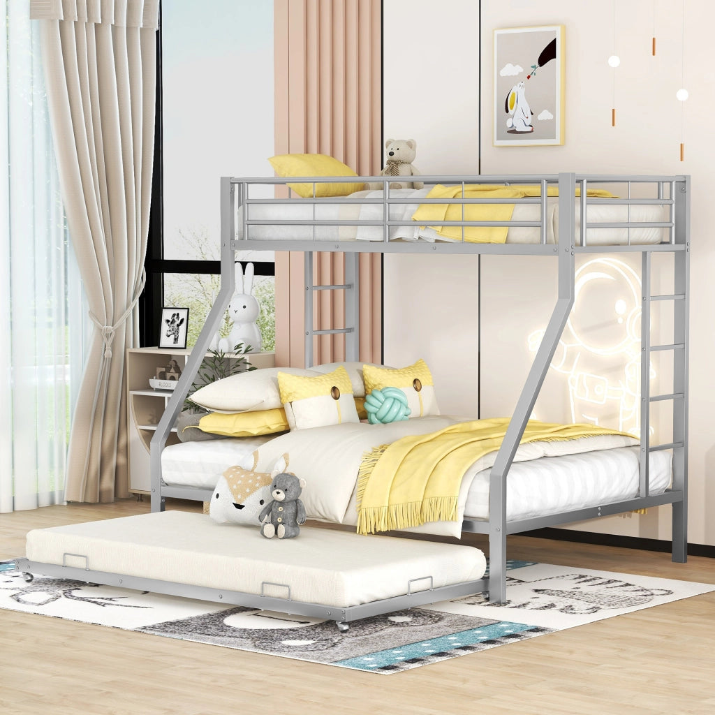 Letto a castello 90 × 200 e 140 × 200 cm con letto estraibile 90 × 190 cm scale su due lati in metallo con sponde
