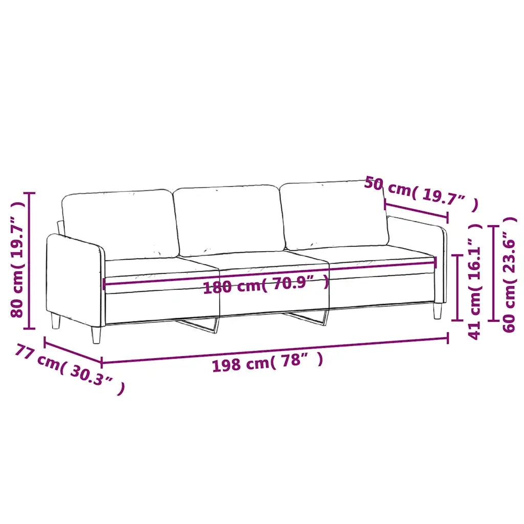 Divano a 3 Posti Blu 180 cm in Velluto 359461