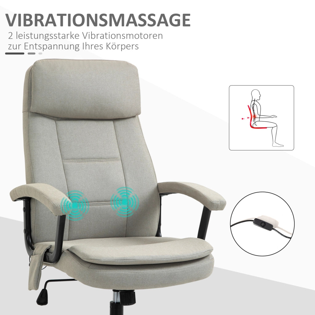 Sedia da ufficio beige ergonomica con massaggio, altezza regolabile e funzione dondolo
