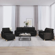 Set Divani 4 pz con Cuscini Nero in Tessuto