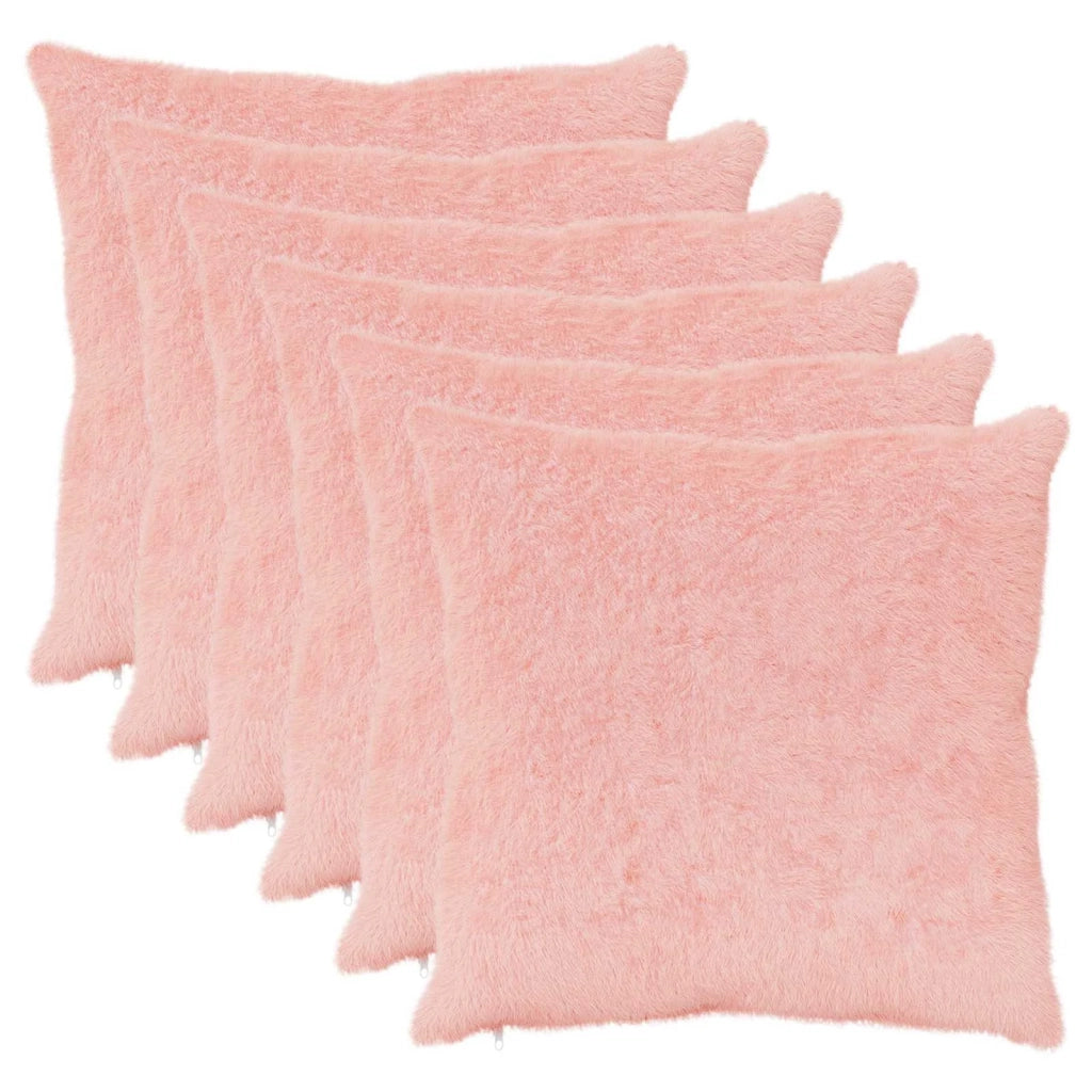 Federa 6 pz HEERLEN Rosa 80 x 80 cm Pelliccia di Coniglio Finta 913790