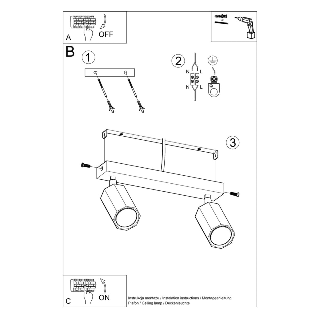Lampada da soffitto ZEKE 2 rovere