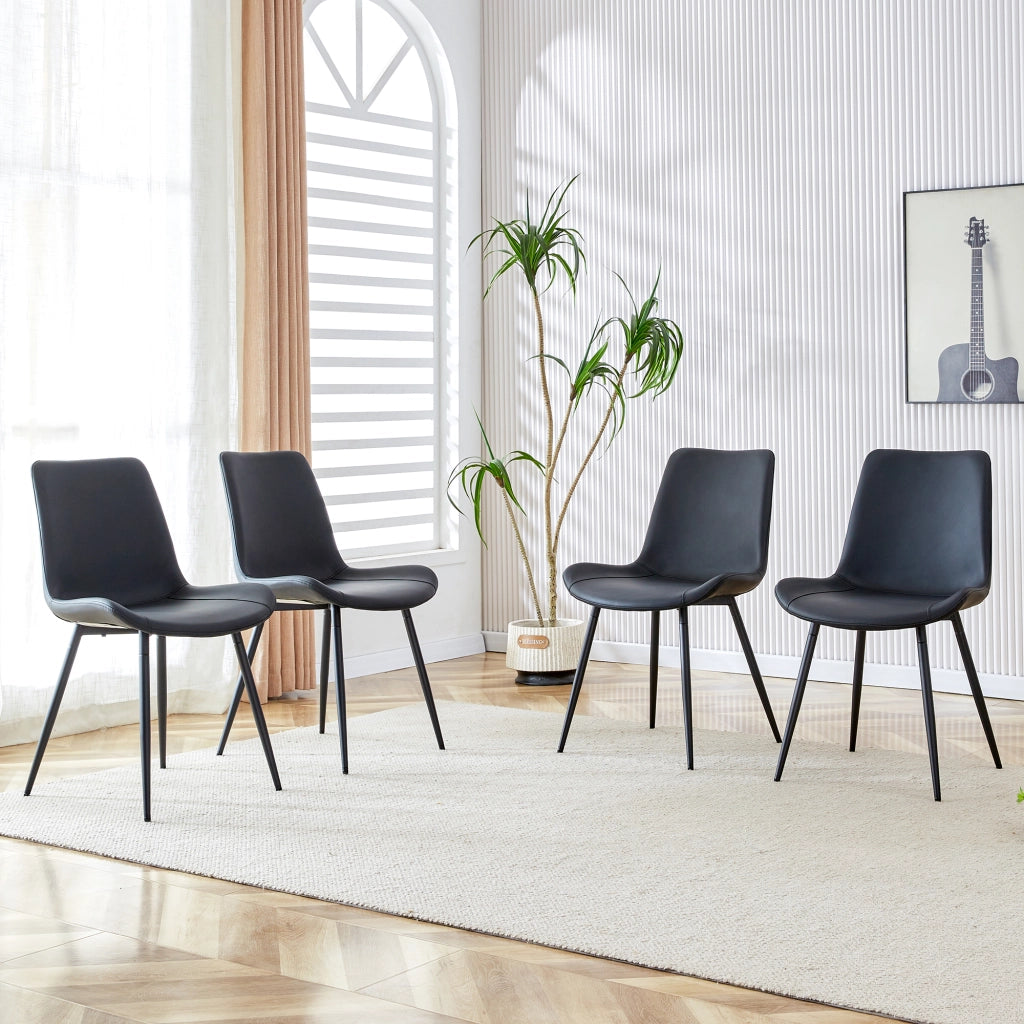 Set 4 Sedie da Pranzo Moderne ¨C Xylo ¨C Nero, Similpelle, Gambe in Metallo