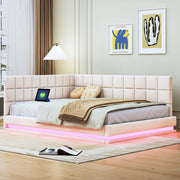 Letto imbottito multifunzione con LED, USB e rete a doghe