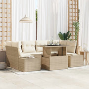 Set di divani con cuscino 7 pcs Beige e Crema polyrattan 3349117