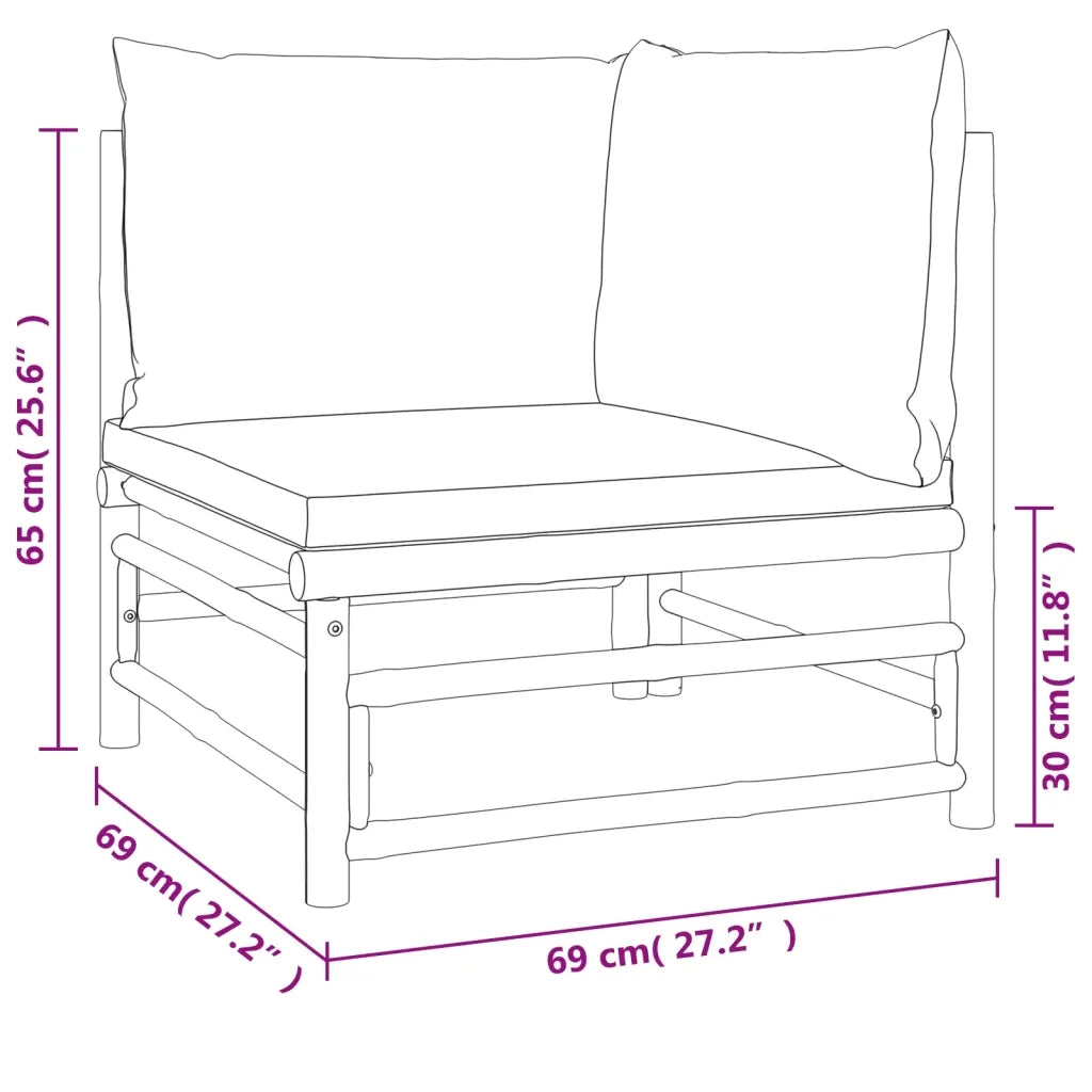 Divani Angolari da Giardino con Cuscini Verdi 2pz Bambù 3155150