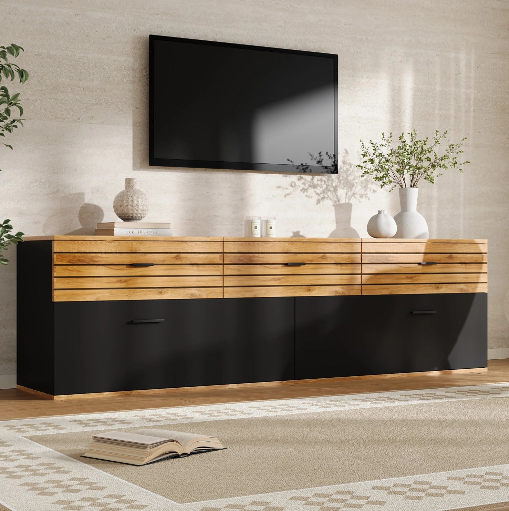Mobile TV basso 168 cm con 3 cassetti e 2 ante