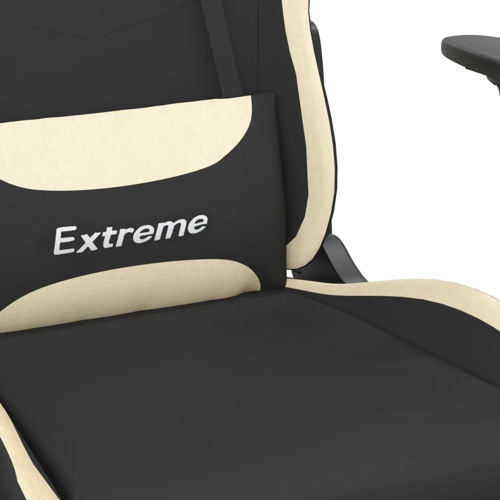 Sedia da Gaming | Sedia da e-sports Nero e Crema in Tessuto