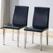 Set di 2 sedie da sala da pranzo con schienale ergonomico e gambe in metallo, in similpelle nero e argento