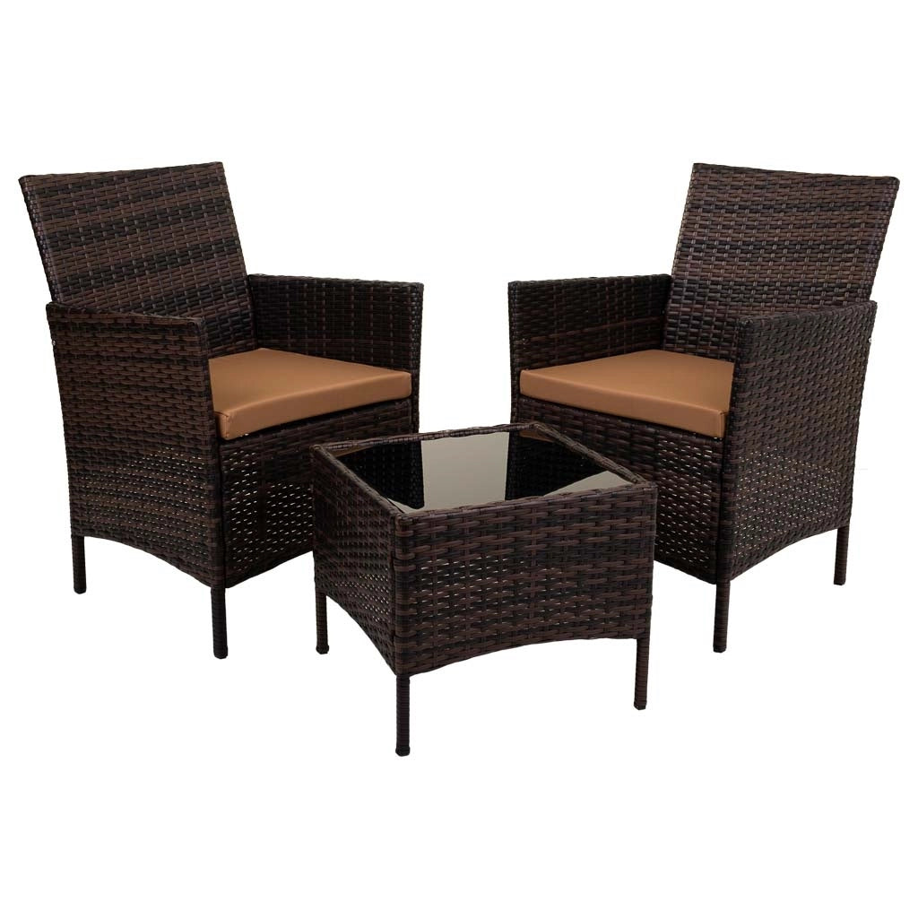 Set tavolo marrone e 2 poltrone