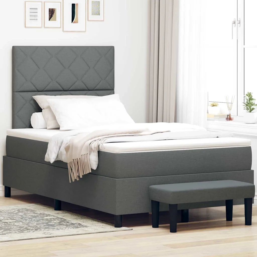 Letto a molle con materasso Grigio scuro 120 x 200 cm Tessuto 3344136