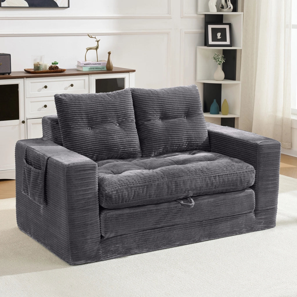 Divano 2 Posti con Braccioli Allargati e Tasche Laterali ¨C MINIMAL ¨C Grigio