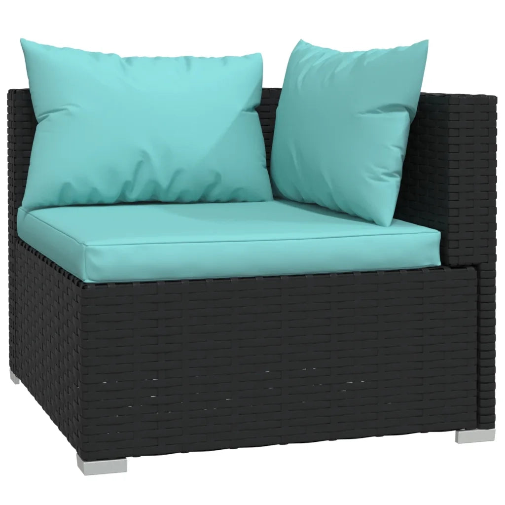 Divano a 2 Posti con Cuscini in Polyrattan Nero 317531