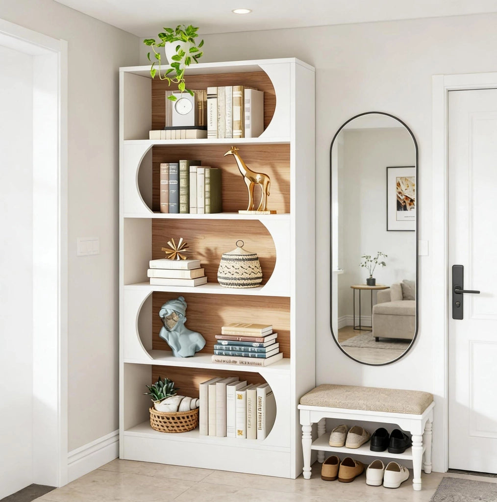 Libreria autoportante a 5 ripiani in MDF bianco