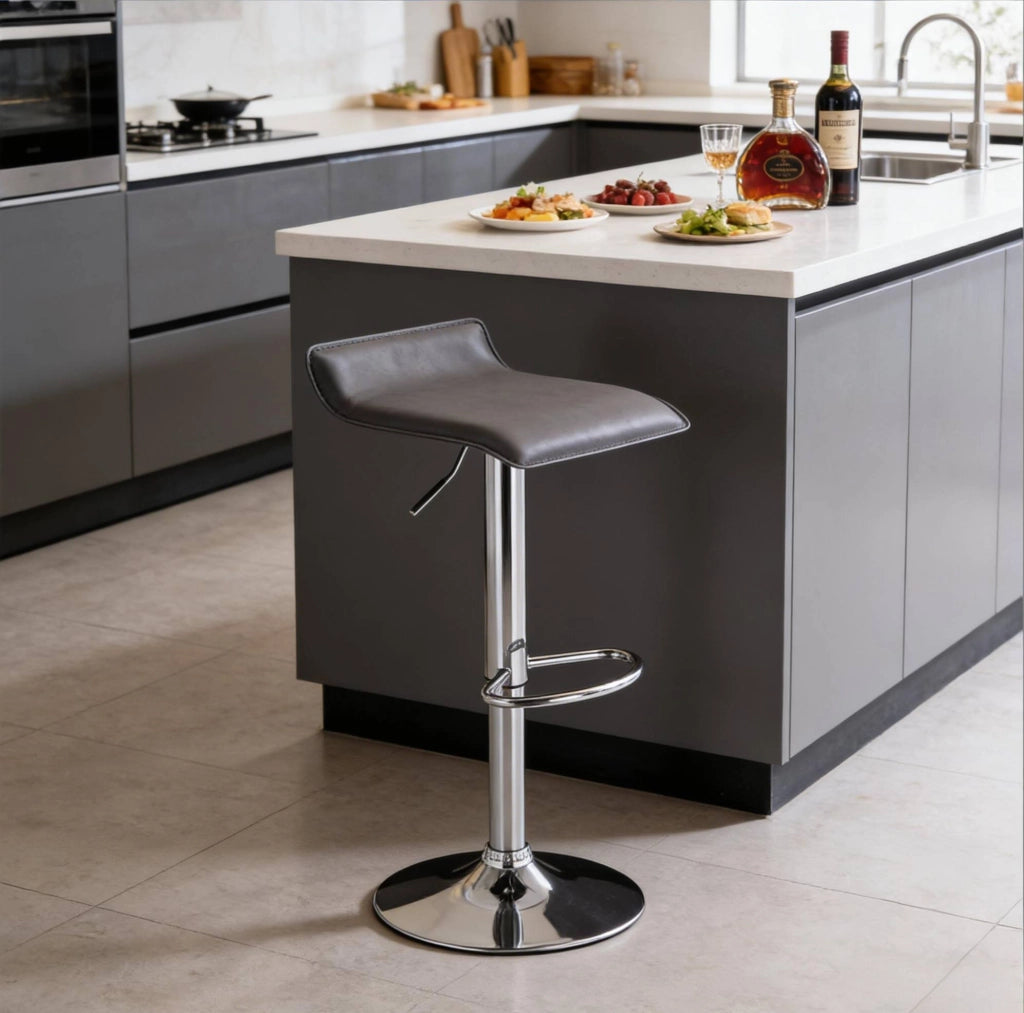 Sgabello da bar girevole regolabile in altezza grigio