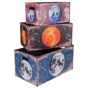 Set di 3 cestini in legno e tela