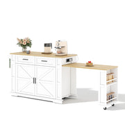 Isola cucina 130x50x93 cm in MDF bianco salvaspazio con rotelle