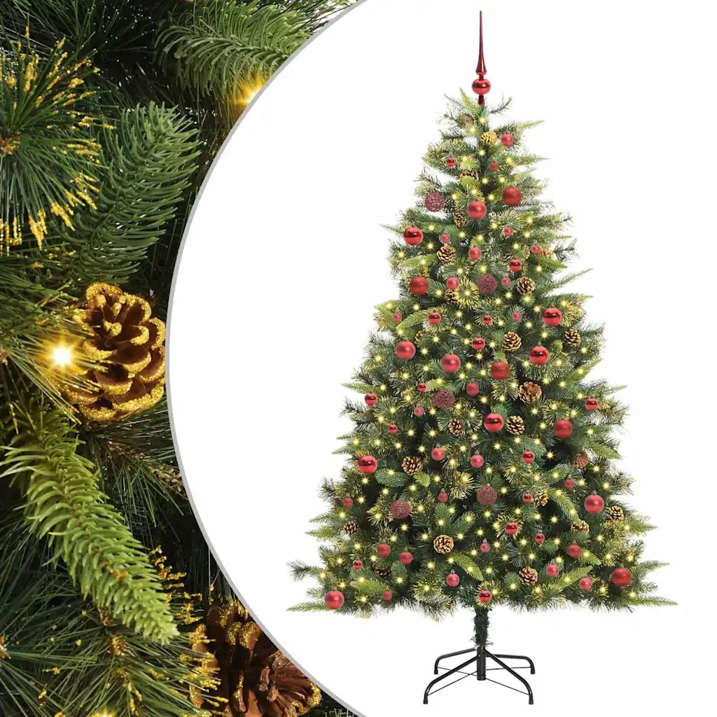 Albero di Natale artificiale pieghevole con coni Verde 180 cm 3395089