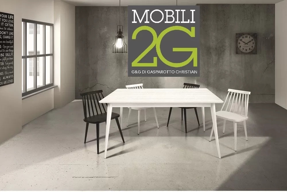 Tavolo allungabile in abete spazzolato laccato bianco 160x85 (820) - Mobili 2G