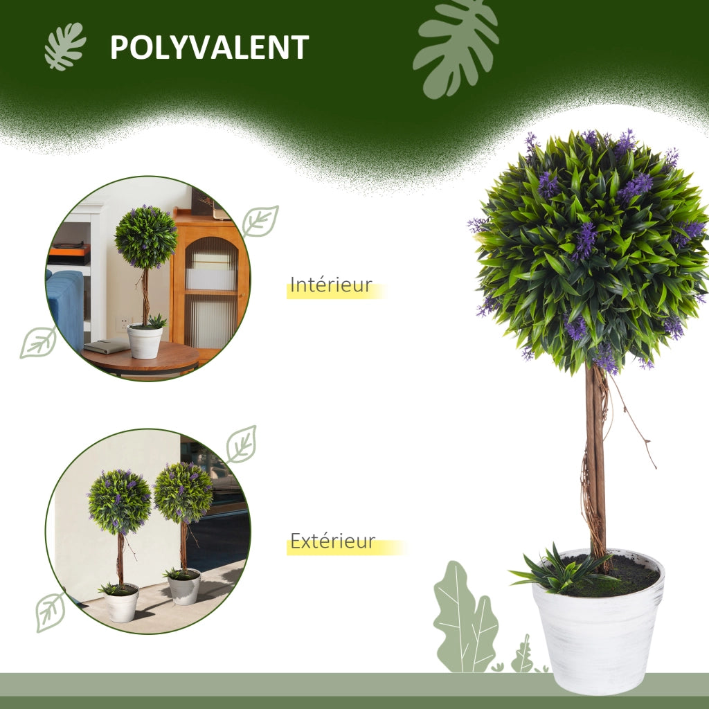 Set 2 Piante Artificiali Lavanda con Vaso ¨C Xylo ¨C Verde 60 cm