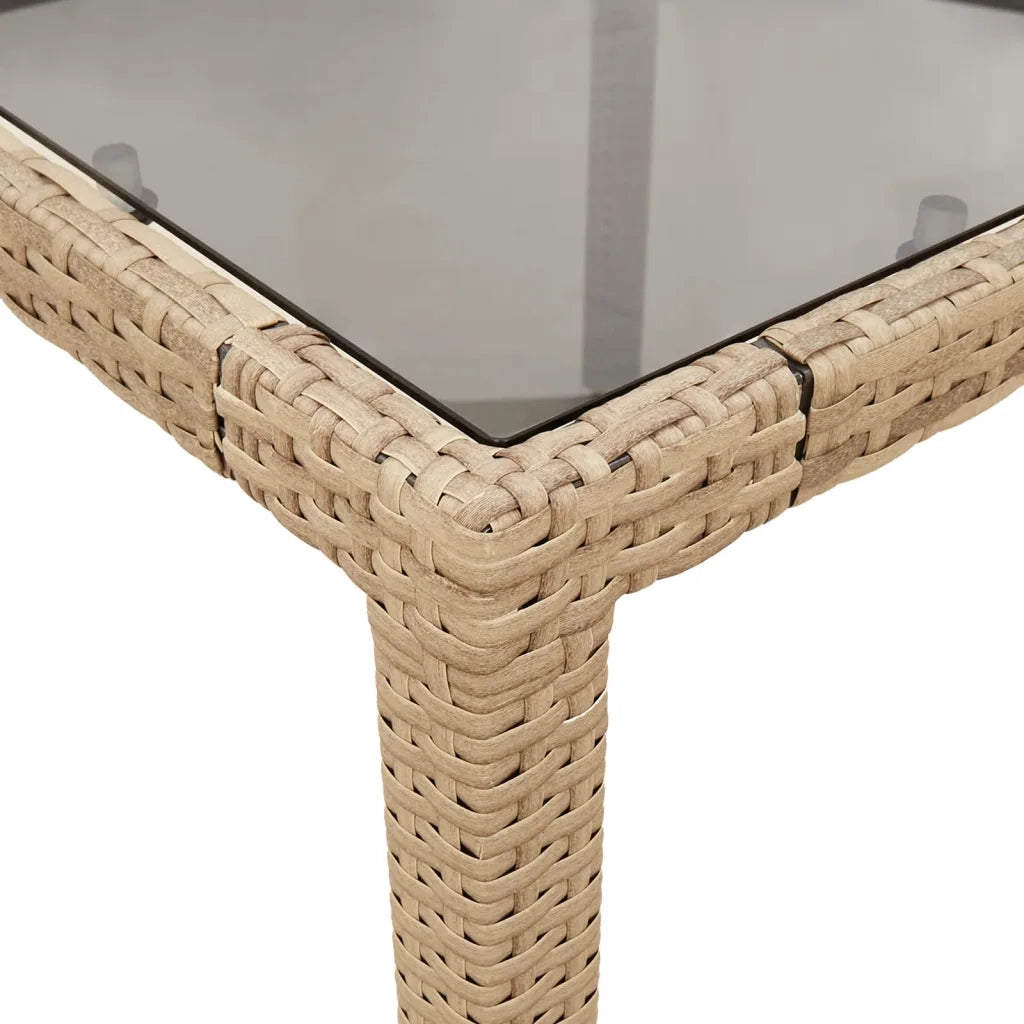 Set da Pranzo da Giardino 3 pz | Set Salotto da Giardino con Cuscini Polyrattan e Vetro