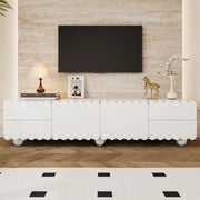 Mobile TV 175x38x37 cm con ante e cassetti in MDF e pannelli di particelle bianco