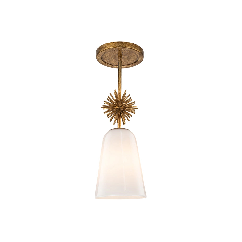 Lampada a sospensione ottone vetro opale E27 Elstead