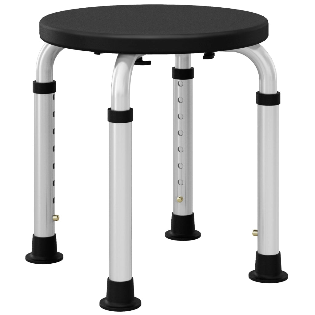 Sgabello da Doccia Regolabile Antiscivolo ¨C Minimal ¨C Nero Alluminio PE 32.5x41x35.5-54 cm